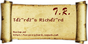 Törös Richárd névjegykártya